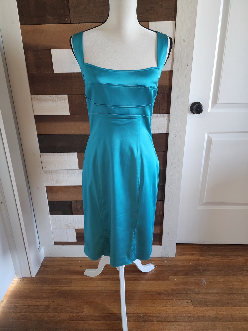 Calvin Klein Teal Square-Neck Midi Dress